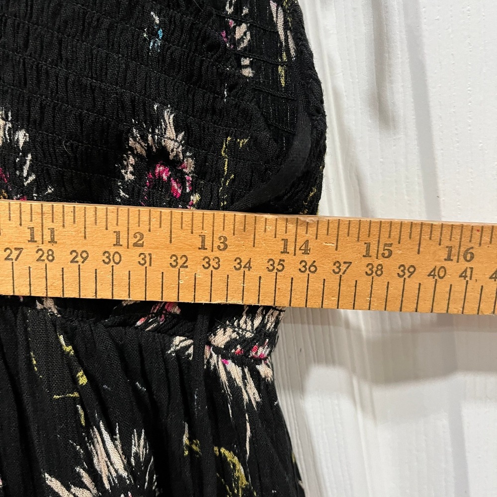 Free People Intimately Maxi Dress Smocked Floral Print Black Bohemian Sleeveless - Picture 7 of 7
